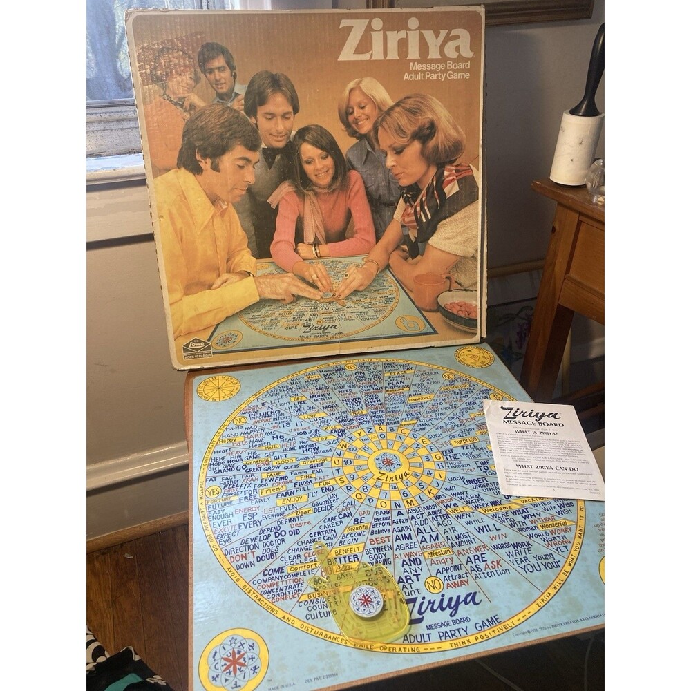 Ziriya Message Board Adult Party Game 1976 Milton Bradley Complete Ouija Groovy